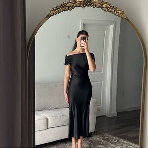 XSOLDX Hello Molly black satin midi dress size 4 small